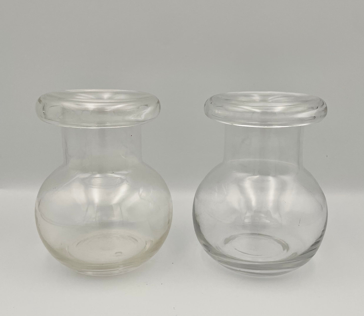 Pair of Vtg Handblown Hyacinth Glass Bud Vases