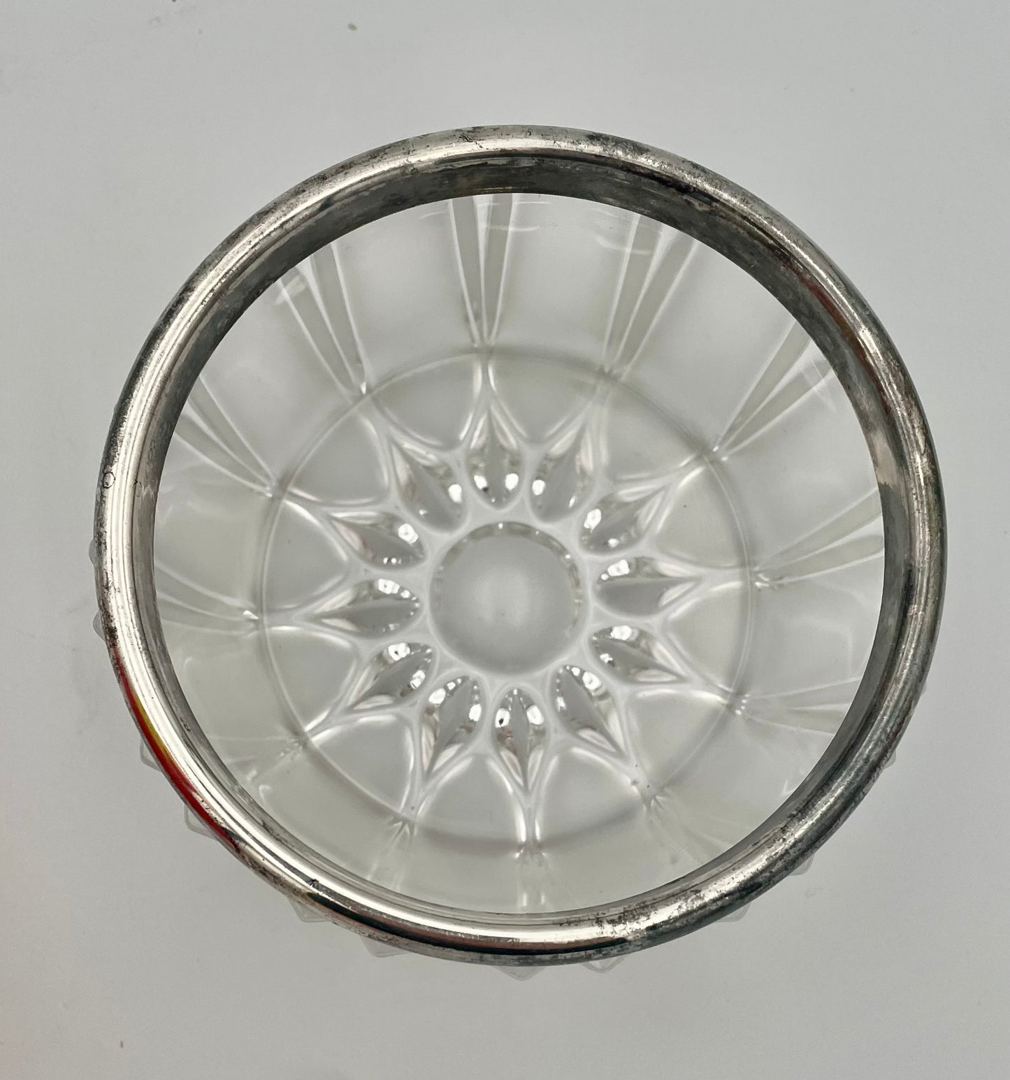 Frosted Glass Dish w/ Silver-plate Rim, FB Rogers Silver Company