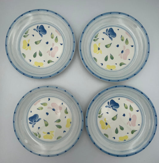 Set of 4 VTG Pagnossin Treviso Ironstone Plates w/ Floral Motif