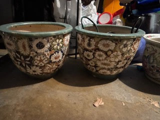 Pair of Ceramic Floral Planters