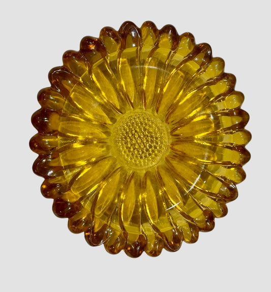 MCM Hazel Atlas Sunflower Amber Glass Dish