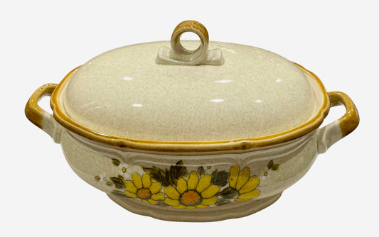 Vintage Mikasa "Sunnyside"Stoneware Covered Casserole Dish
