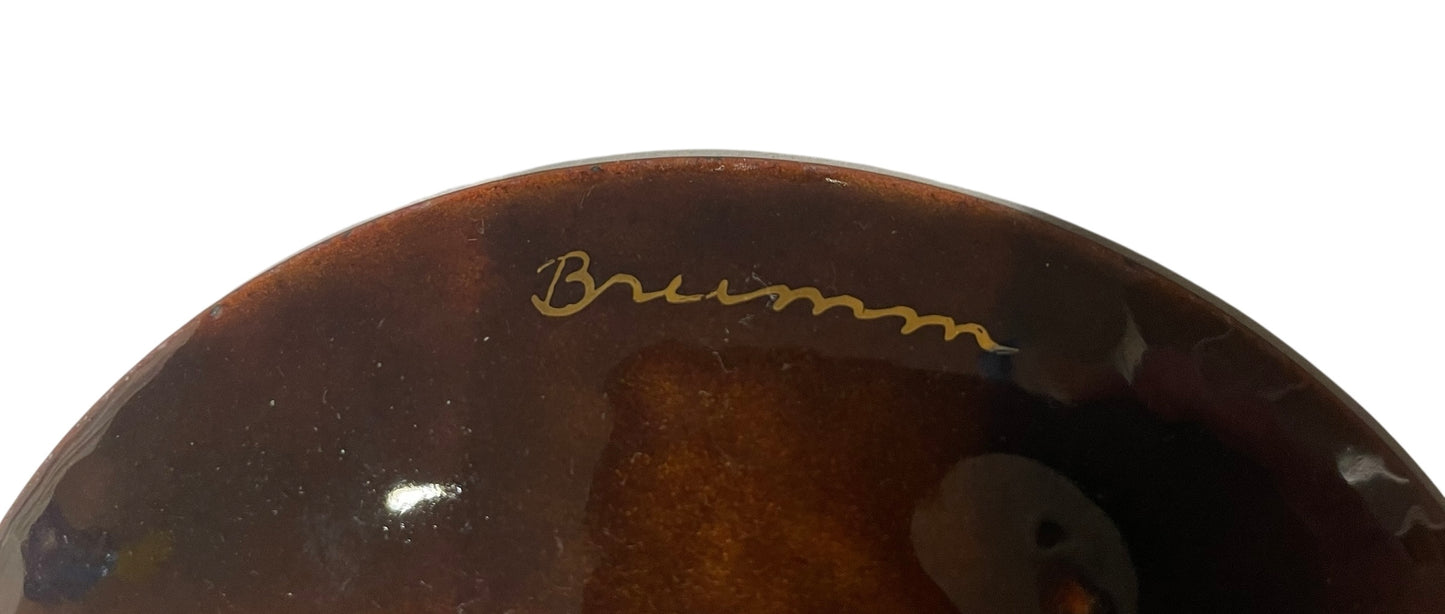 Norman Brumm Copper Enamel Signed Plate W/ Seagull In Flight