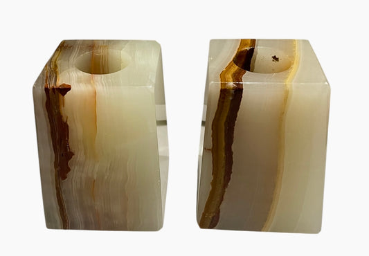 Pair of Agate Candleholders