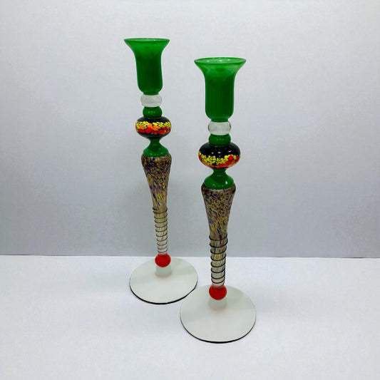 Pair of Ioan Nemtoi Art Glass Candleholders
