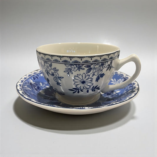 Set of 4 Johnson Bros. Devon Cottage Cups & Saucers