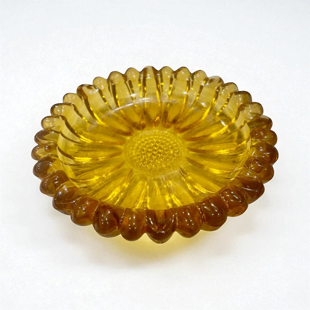 MCM Hazel Atlas Amber Glass Sunflower Dish/Ashtray