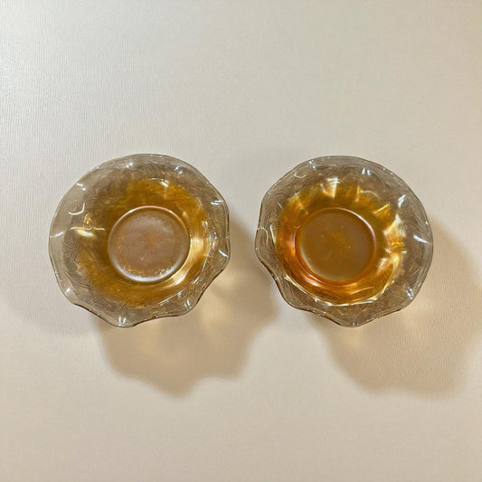 Pair of Jeannette carnival glass bowls